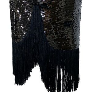 Robe Noire Rachel Roy Avec Franges Aux Manches - Taille 12, Neuf Avec étiquettes
